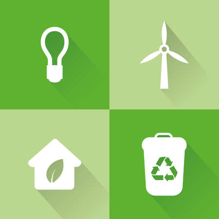abstract sustainability icons on a green backgroundのイラスト素材