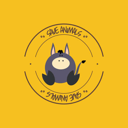 Abstract cute animal on a round label.のイラスト素材