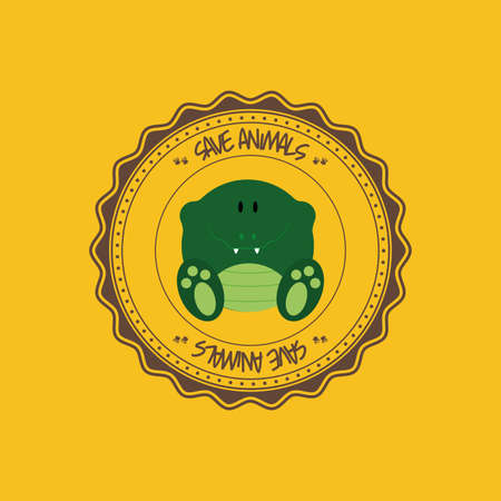Abstract cute animal on a round label.のイラスト素材