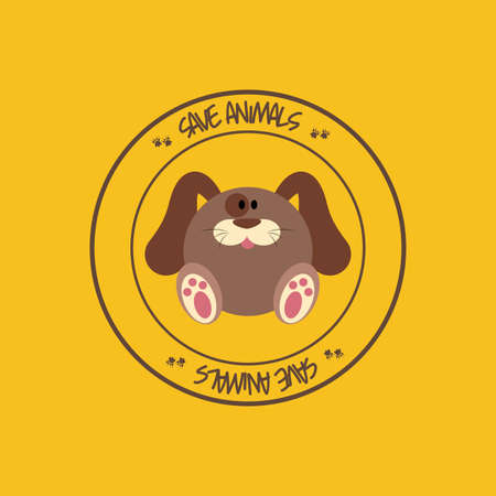 Abstract cute animal on a round labelのイラスト素材