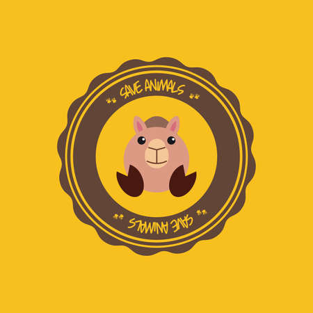 Abstract cute animal on a round labelのイラスト素材