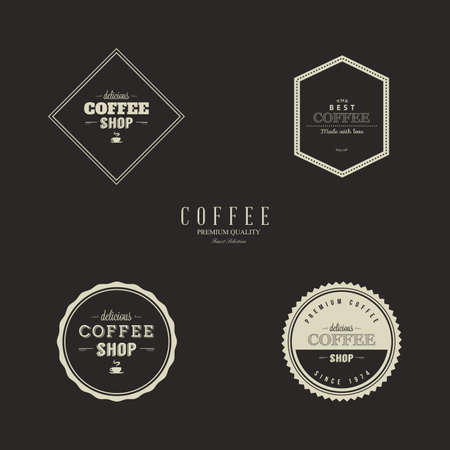 Set of coffee labels on a black backgroundのイラスト素材