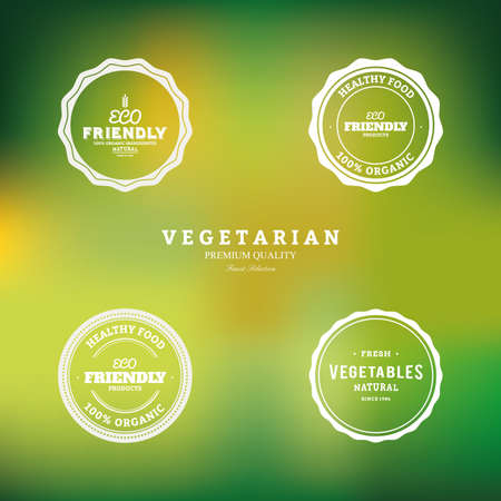 Set of white labels on a colored background for organic productsのイラスト素材