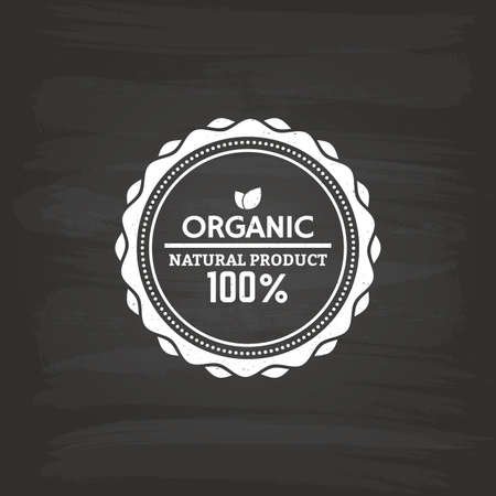 Black background with a label for organic productsのイラスト素材