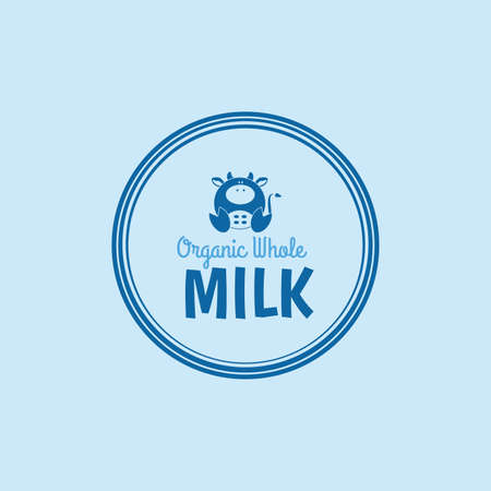 Isolated label with text and icon for milk productsのイラスト素材