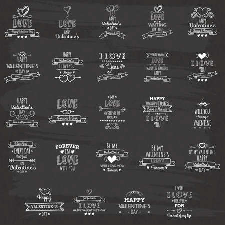 Black background with love labels and messagesのイラスト素材