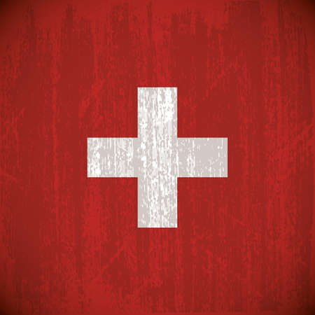 Colored switzerland flag with details and grunge textureのイラスト素材