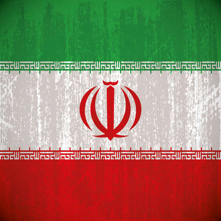 Colored iran flag with details and grunge textureのイラスト素材