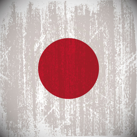 Colored japan flag with details and grunge textureのイラスト素材