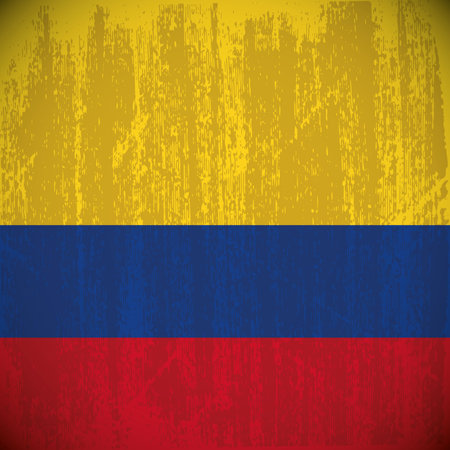 Colored colombia flag with details and grunge textureのイラスト素材