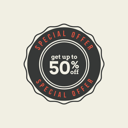 Isolated sales label with 50% text on a white background