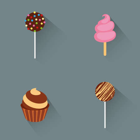 Set of candy icons on a grey backgroundのイラスト素材