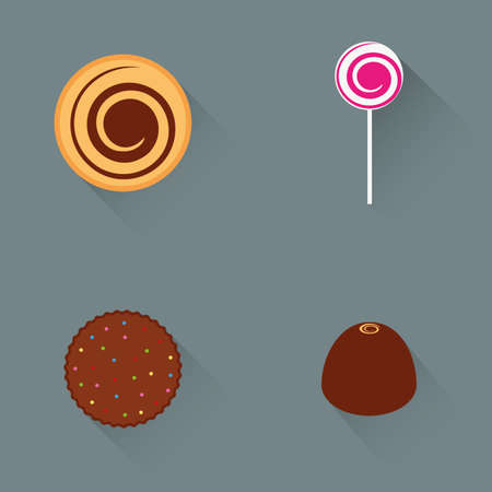 Set of candy icons on a grey backgroundのイラスト素材