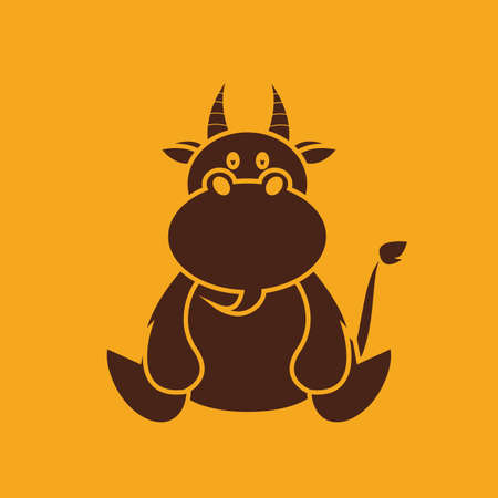 Isolated silhouette of an animal on a colored backgroundのイラスト素材