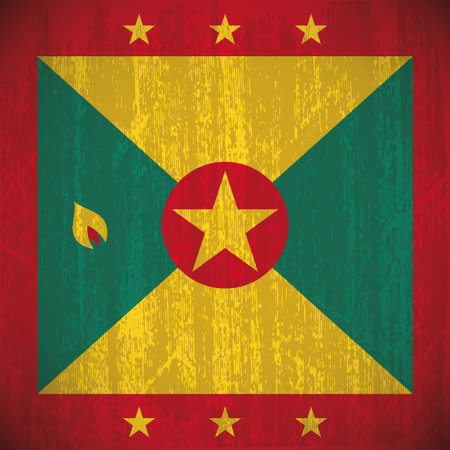 Colored flag with details and grunge textureのイラスト素材