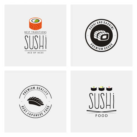 abstract sushi labels on a white backgroundのイラスト素材