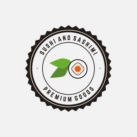 Abstract sushi label on a white backgroundのイラスト素材