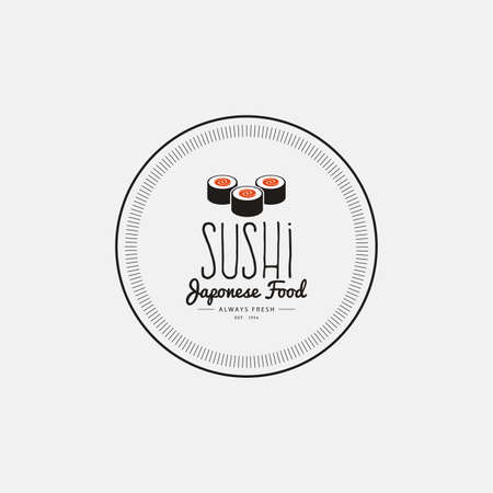 Abstract sushi label on a white backgroundのイラスト素材