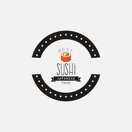 Abstract sushi label on a white backgroundのイラスト素材