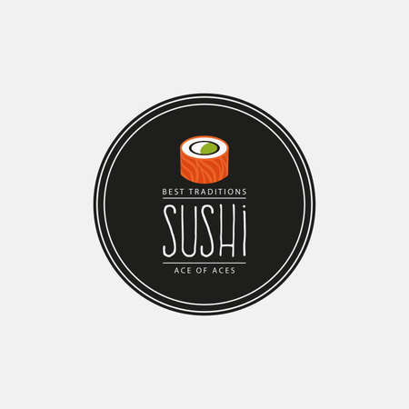 Abstract sushi label on a white backgroundのイラスト素材
