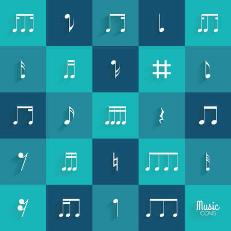 Set of musical notes on a blue backgroundのイラスト素材