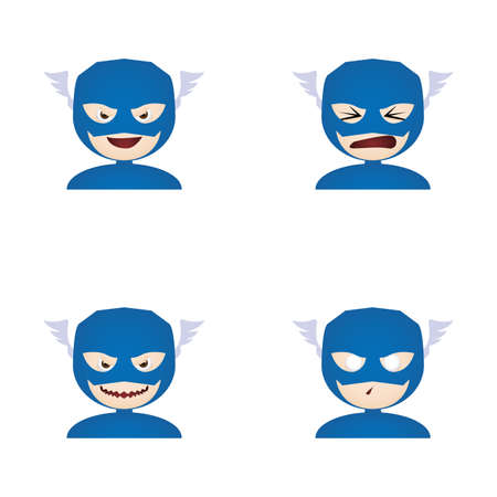 Set of boys with halloween costumes and facial expressionsのイラスト素材