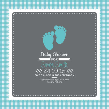 Colored background with text and icons for baby showersのイラスト素材