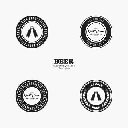 Set of beer labels with text and icons on a white backgroundのイラスト素材