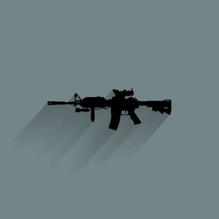 Isolated weapon silhouette on a blue backgroundのイラスト素材