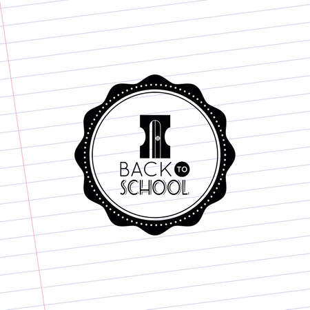 Isolated label with text and school suppliesのイラスト素材