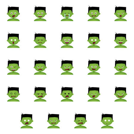 Set of boys with halloween costumes and facial expressionsのイラスト素材