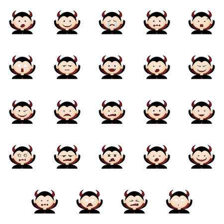 Set of boys with halloween costumes and facial expressionsのイラスト素材