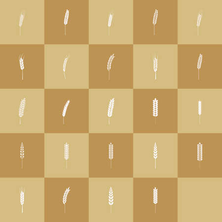 Set of wheat silhouettes on a brown backgroundのイラスト素材