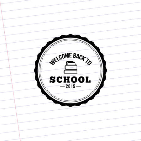 Isolated label with text and school suppliesのイラスト素材