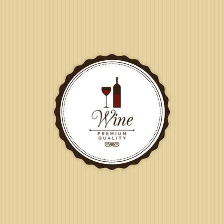 Abstract Wine label on a yellow backgroundのイラスト素材