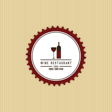 Abstract Wine label on a yellow backgroundのイラスト素材
