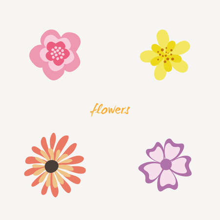 Abstract Cute flowers on a white backgroundのイラスト素材