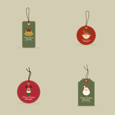 abstract cartoon christmas objects on a yellow backgroundのイラスト素材