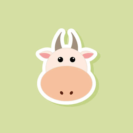 abstract cow face  on a green backgroundのイラスト素材