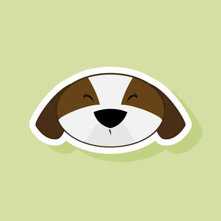 abstract cute dog face on a green backgroundのイラスト素材