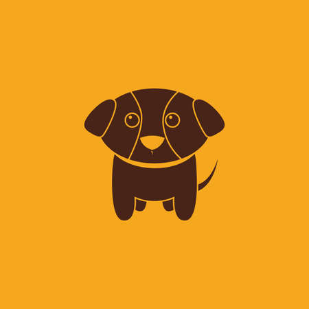 abstract cute dog on a yellow backgroundのイラスト素材