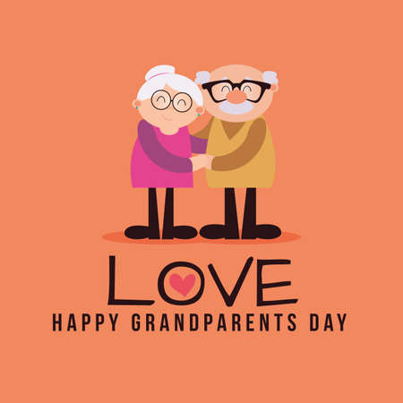 abstract happy grandparents with some special objectsのイラスト素材