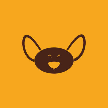 abstract cute dog face on a yellow backgroundのイラスト素材