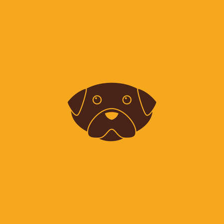 abstract cute dog face on a yellow backgroundのイラスト素材