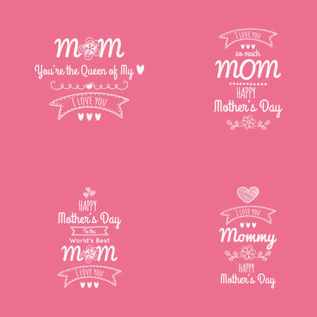 abstract happy mother day labels on a pink backgroundのイラスト素材