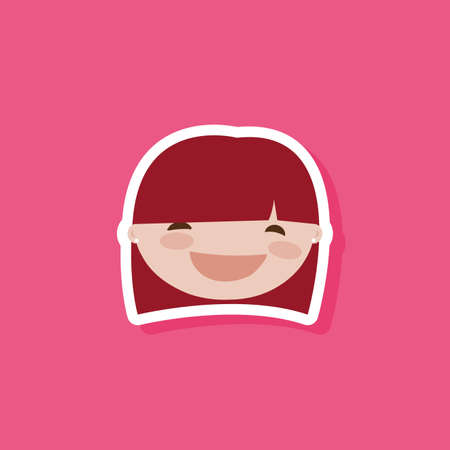 abstract cute cartoon child on a pink backgroundのイラスト素材