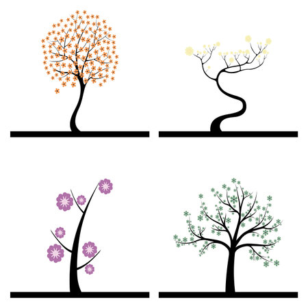 Abstract cute trees on a white backgroundのイラスト素材