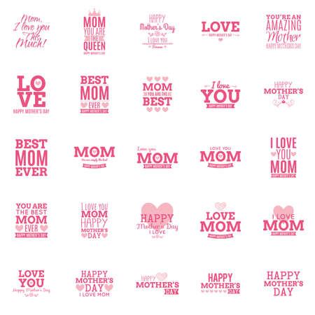 abstract mother day labels on a white backgroundのイラスト素材