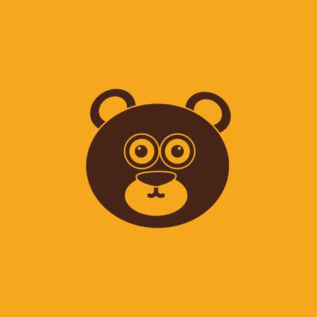 abstract cute bear face on a yellow backgroundのイラスト素材