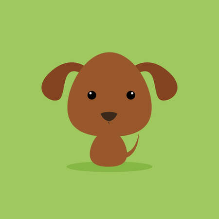 Cute cartoon dog on a green backgroundのイラスト素材